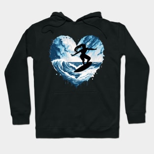 Female Surfer Watercolor, Catching Waves, ocean, Big wave, blue, sea, surf, surfer, water Hoodie